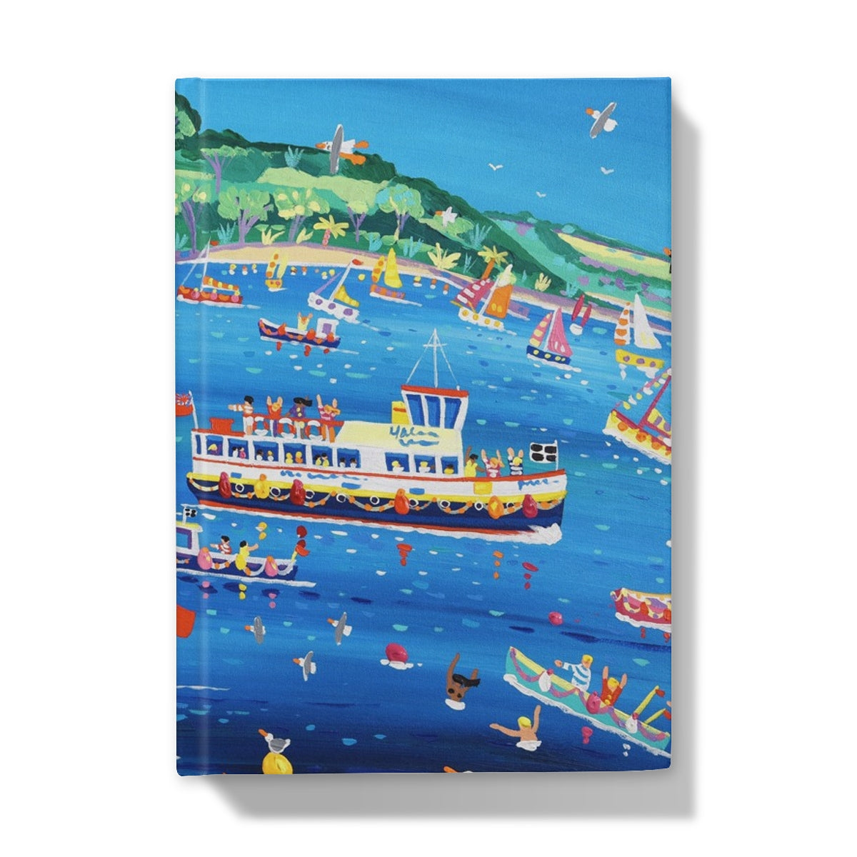 John Dyer Art Hardback Notebook Journal. Blue sky and Ferry Boats, Greenbank, Falmouth