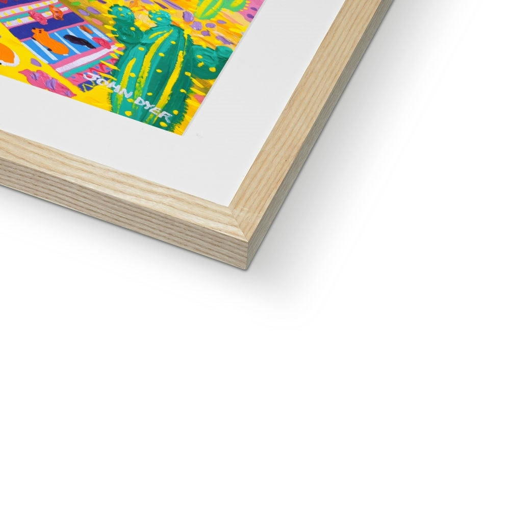 John Dyer Framed Open Edition Peruvian Art Print. 'Music and Llamas at the Potato Harvest, Taquile Island, Peru'