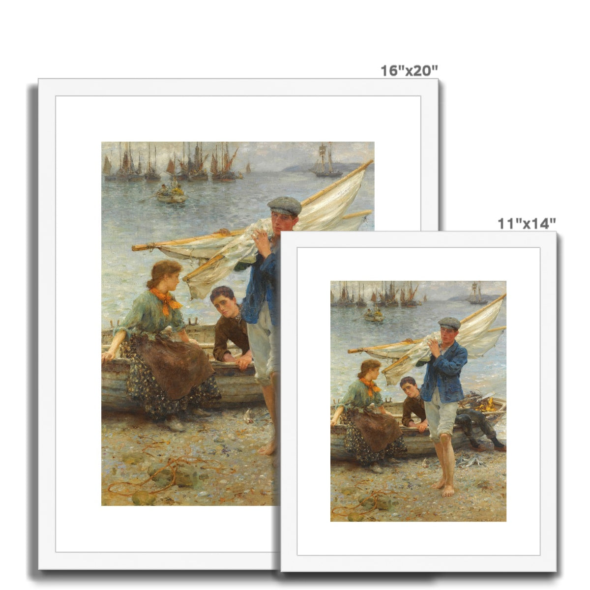 Return from Fishing by Henry Scott Tuke. Framed Open Edition Fine Art Print. Historic Art