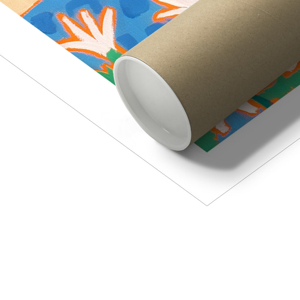 Joanne Short Open Edition Cornish Art Print. 'Daisies and Bunting Fowey'. Cornwall Art Gallery