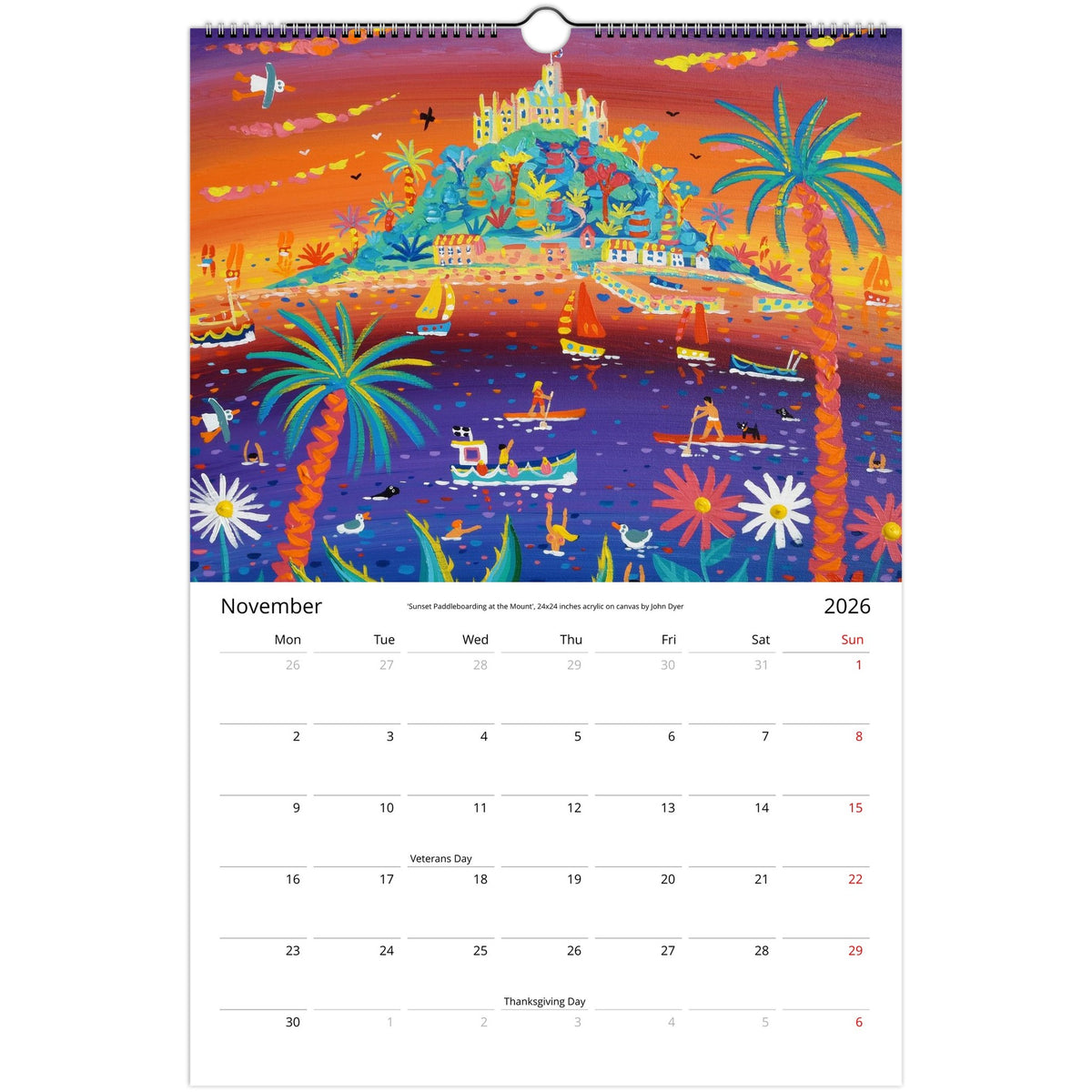 John Dyer 2026 11 x 16.5 inch Cornwall Wall Calendar (USA & CANADA)