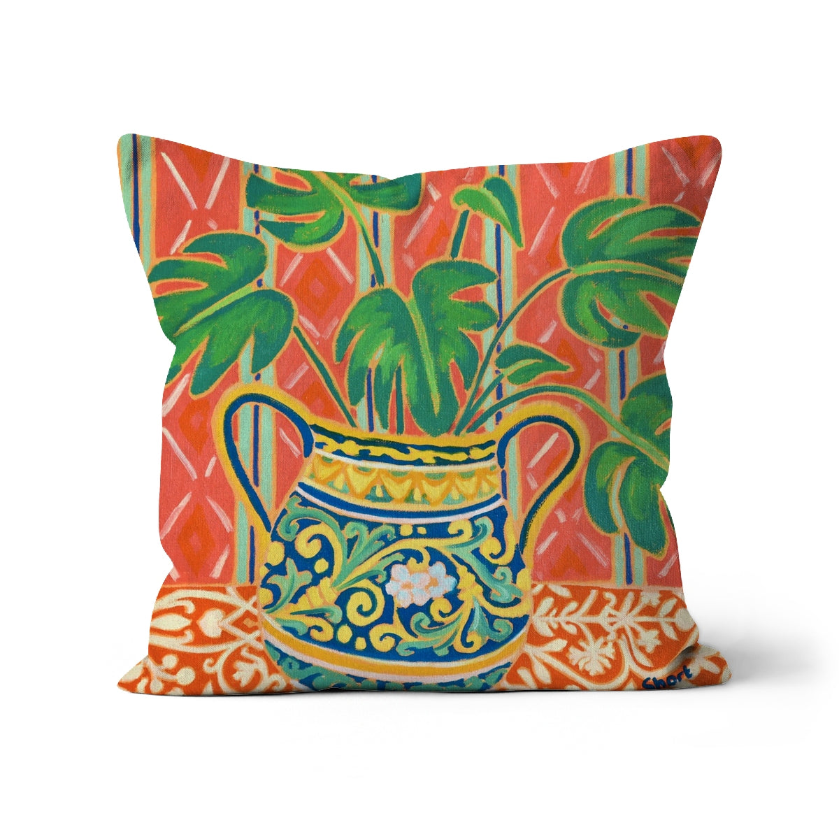 Cheese Plant Cushion by Joanne Short