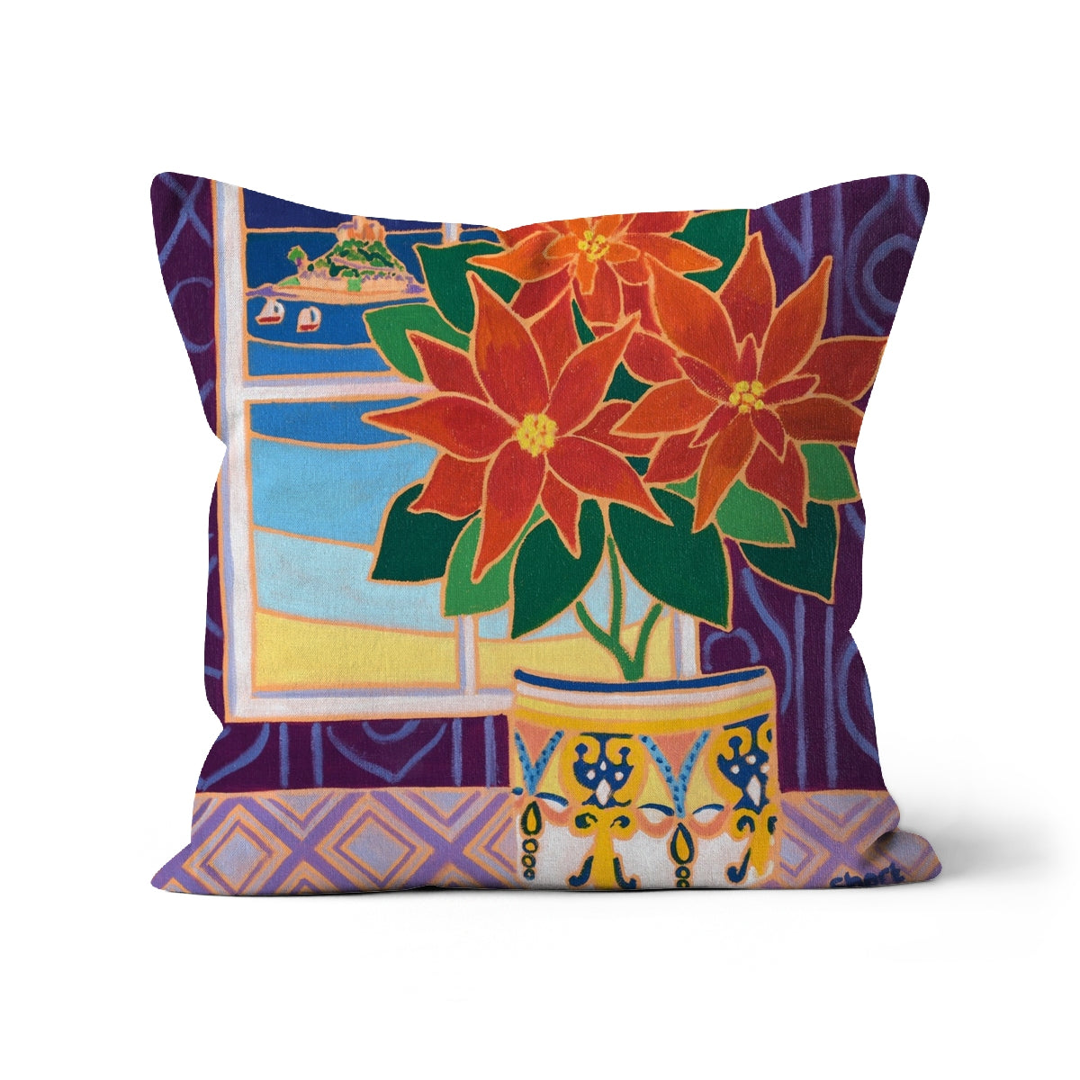 Poinsettia Cushion by Joanne Short