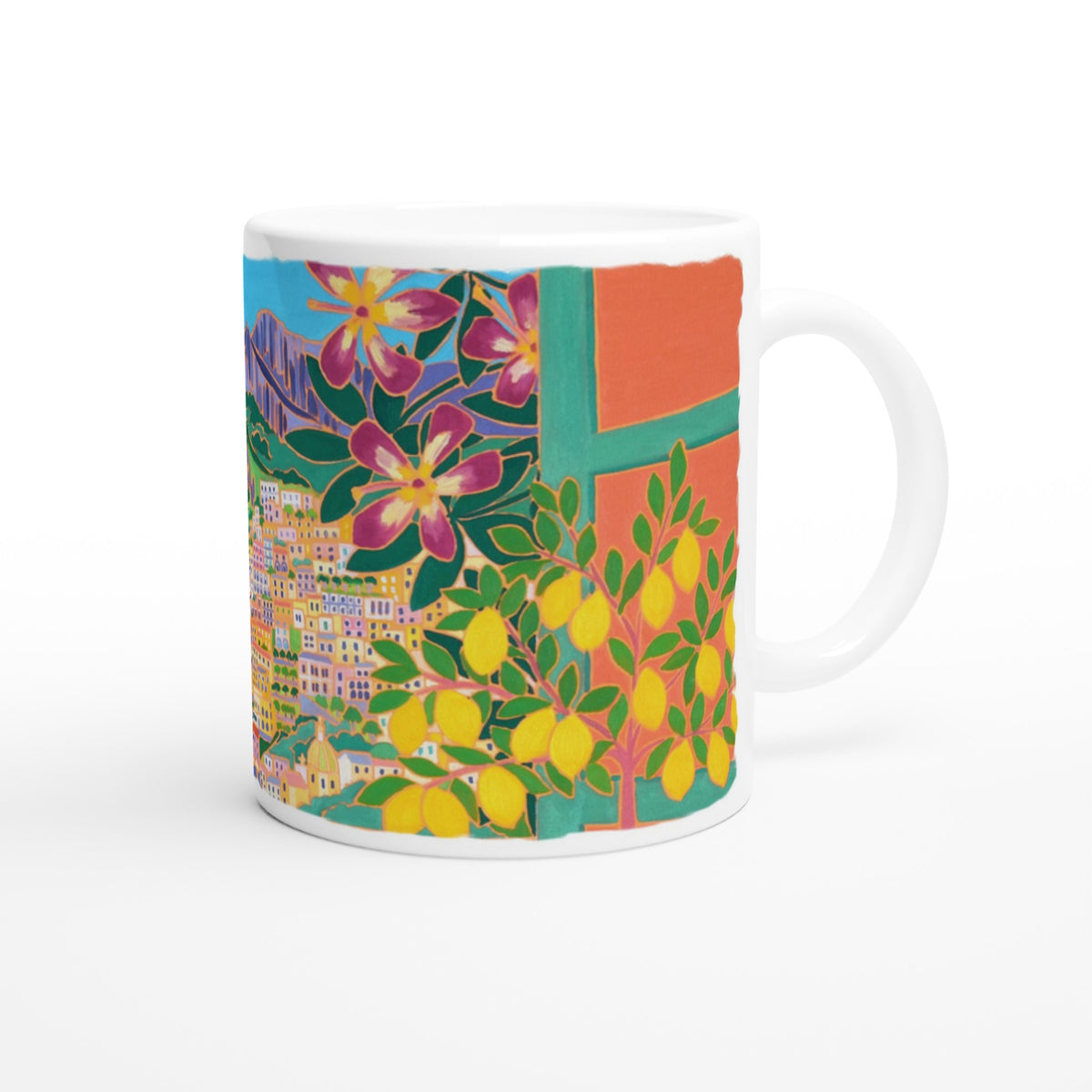 Joanne Short Ceramic Art Mug. Positano Lemons, Amalfi Coast, Italy