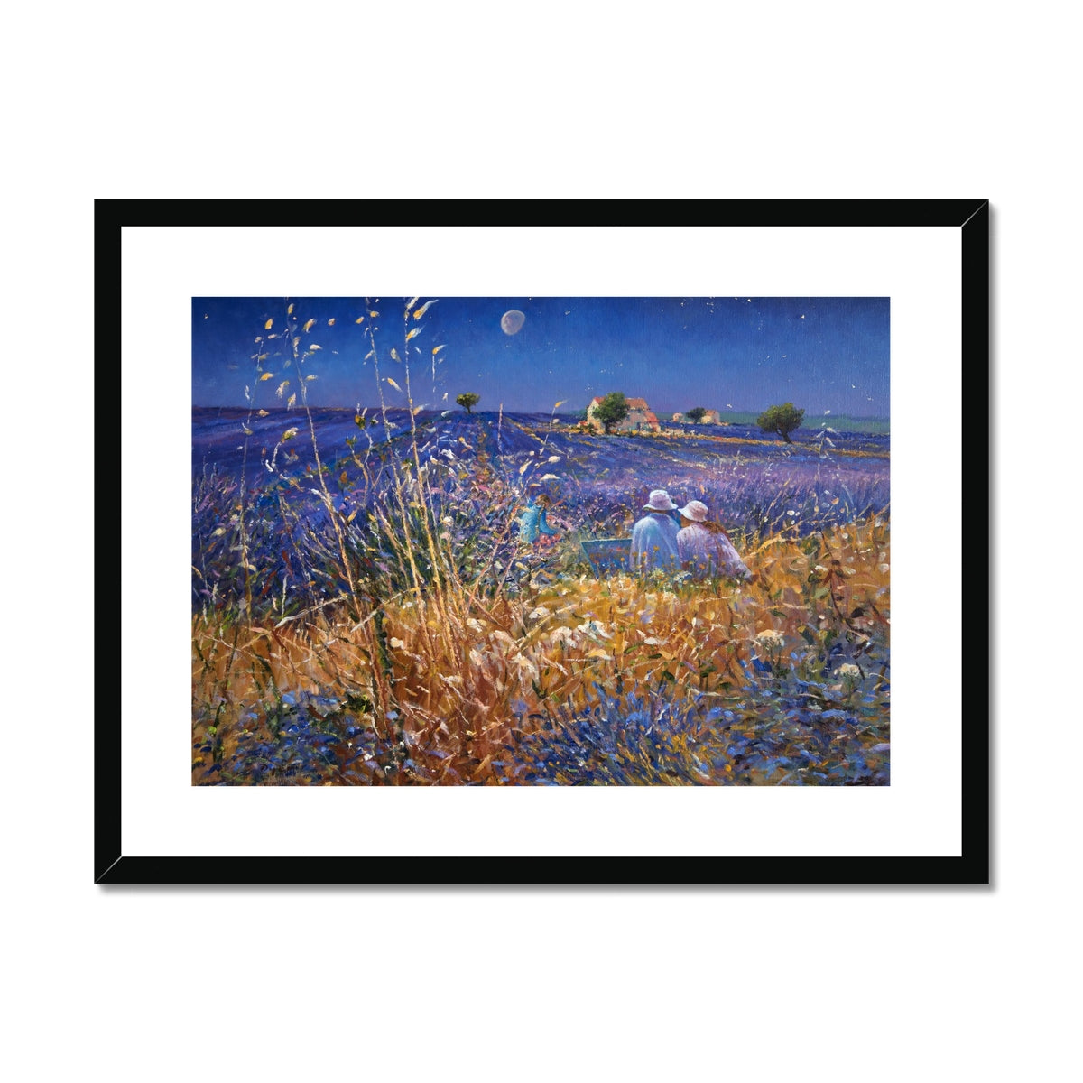 'Lavender Fields under the Stars, Provence' by Ted Dyer. Framed Open Edition French Fine Art Print.
