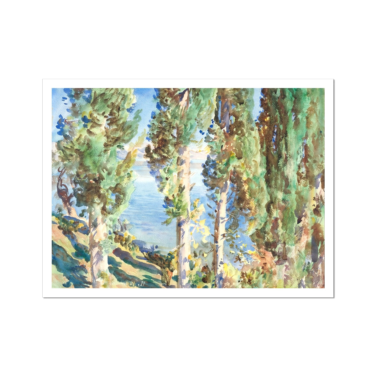 Corfu Cypresses by John Singer Sargent (1909). Greece Artwork Open Edition Art Print. Greek Art Gallery Historic Art Print