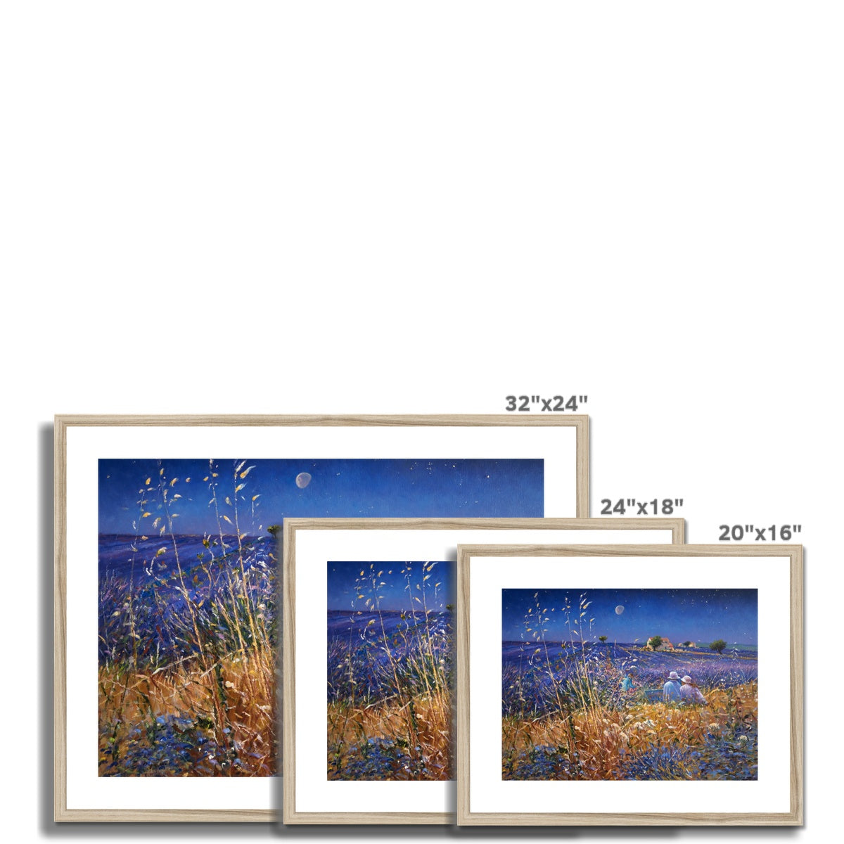 'Lavender Fields under the Stars, Provence' by Ted Dyer. Framed Open Edition French Fine Art Print.