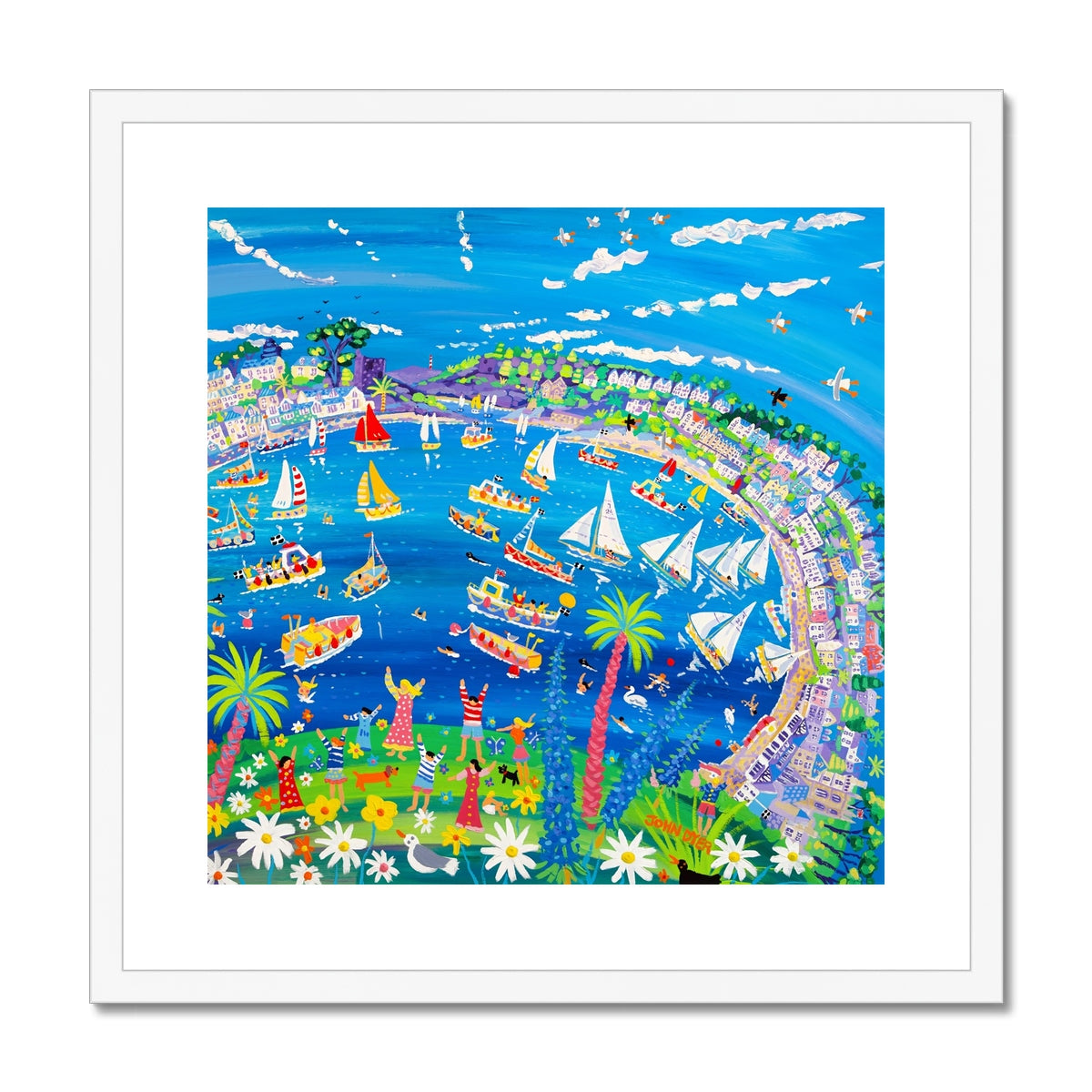 John Dyer Framed Open Edition Cornish Art Print. 'Fowey Fun'. Cornwall Art Gallery