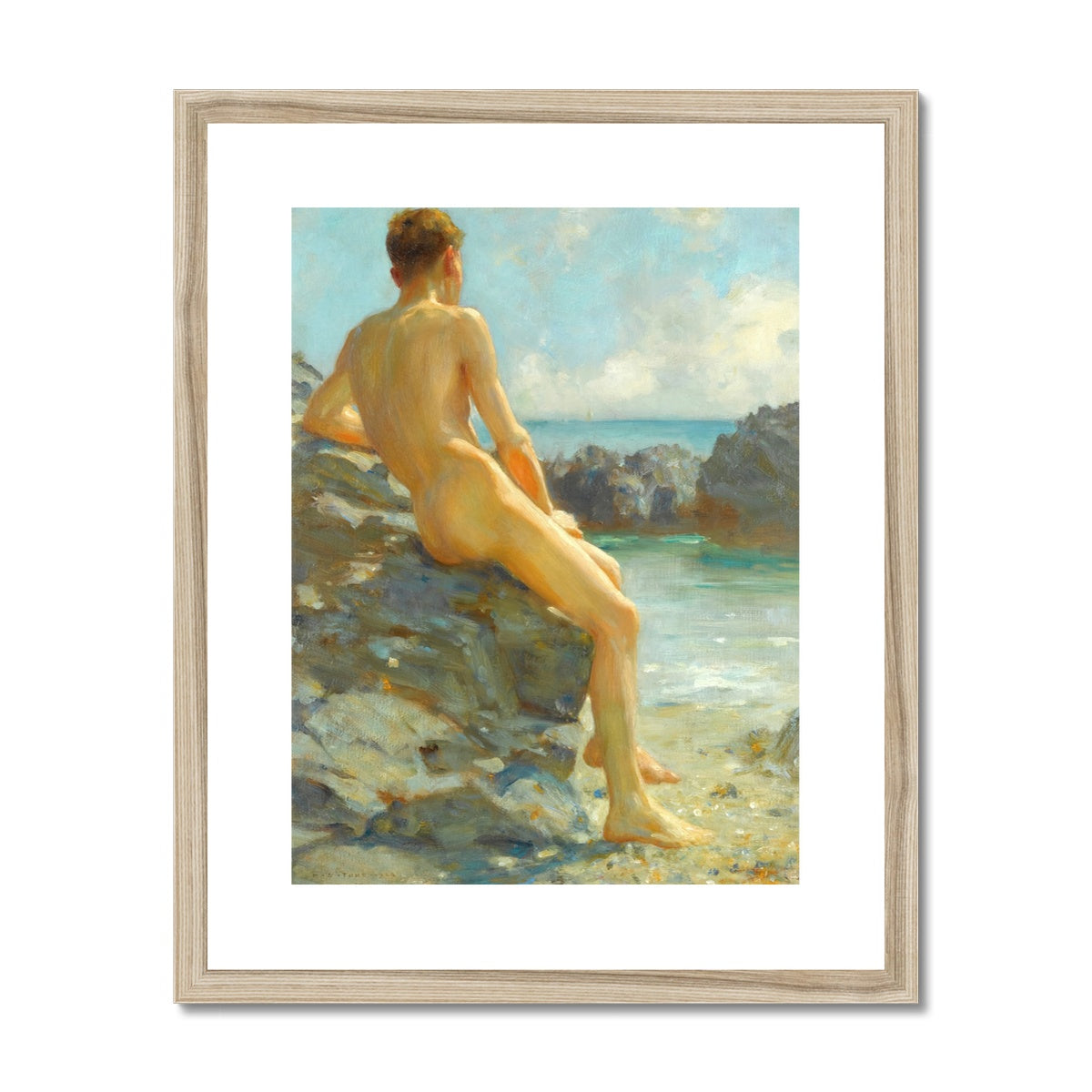the Bather by Henry Scott Tuke. Framed Open Edition Fine Art Print. Historic Art