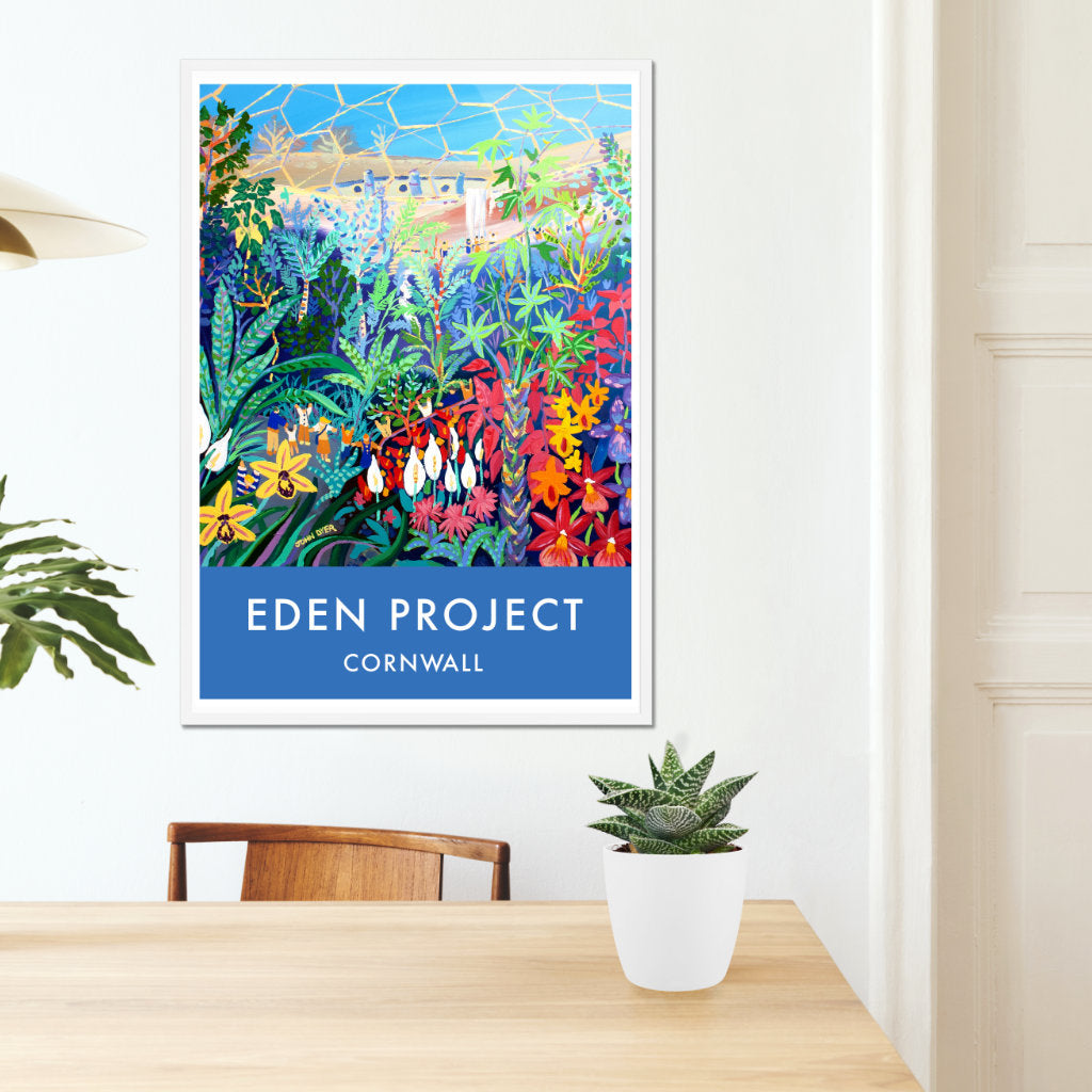 Eden Project Art Poster Print by Cornish Artist John Dyer of The Eden Project Rainforest Biome, Rainforest Orchids