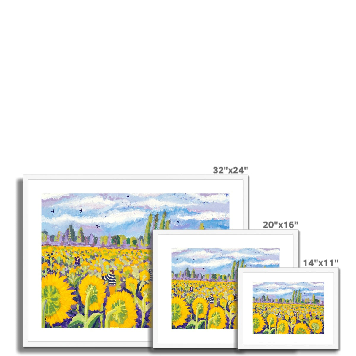 John Dyer Framed Open Edition Sunflower Art Print. &#39;Hide and Seek in the Sunflowers&#39;