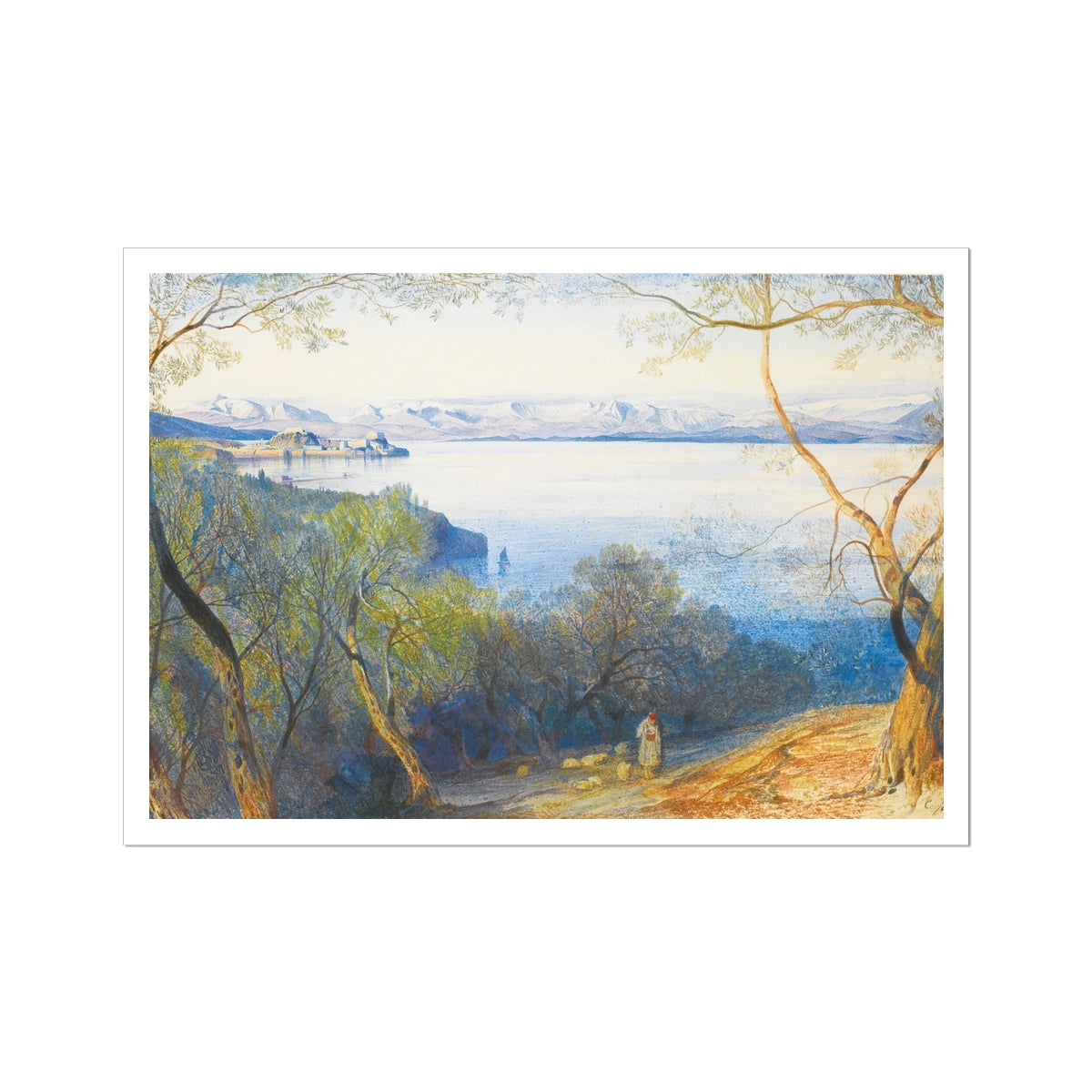 A Distant View of the Citadel, Corfu, by Edward Lear. Greece Artwork Open Edition Art Print. Greek Art Gallery Historic Art Print