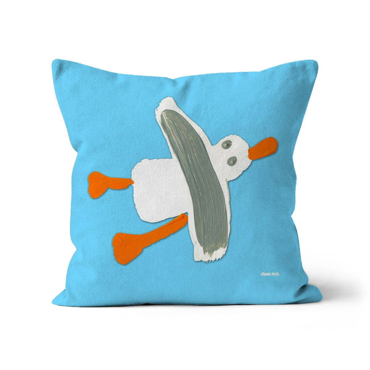 Cornish Sea Blue Seagull Art Cushion by John Dyer