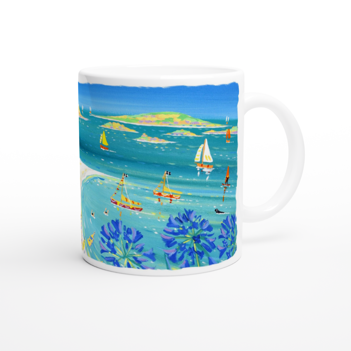 John Dyer Ceramic Cornish Art Mug. Agapanthus, Tresco Island, Isles of Scilly