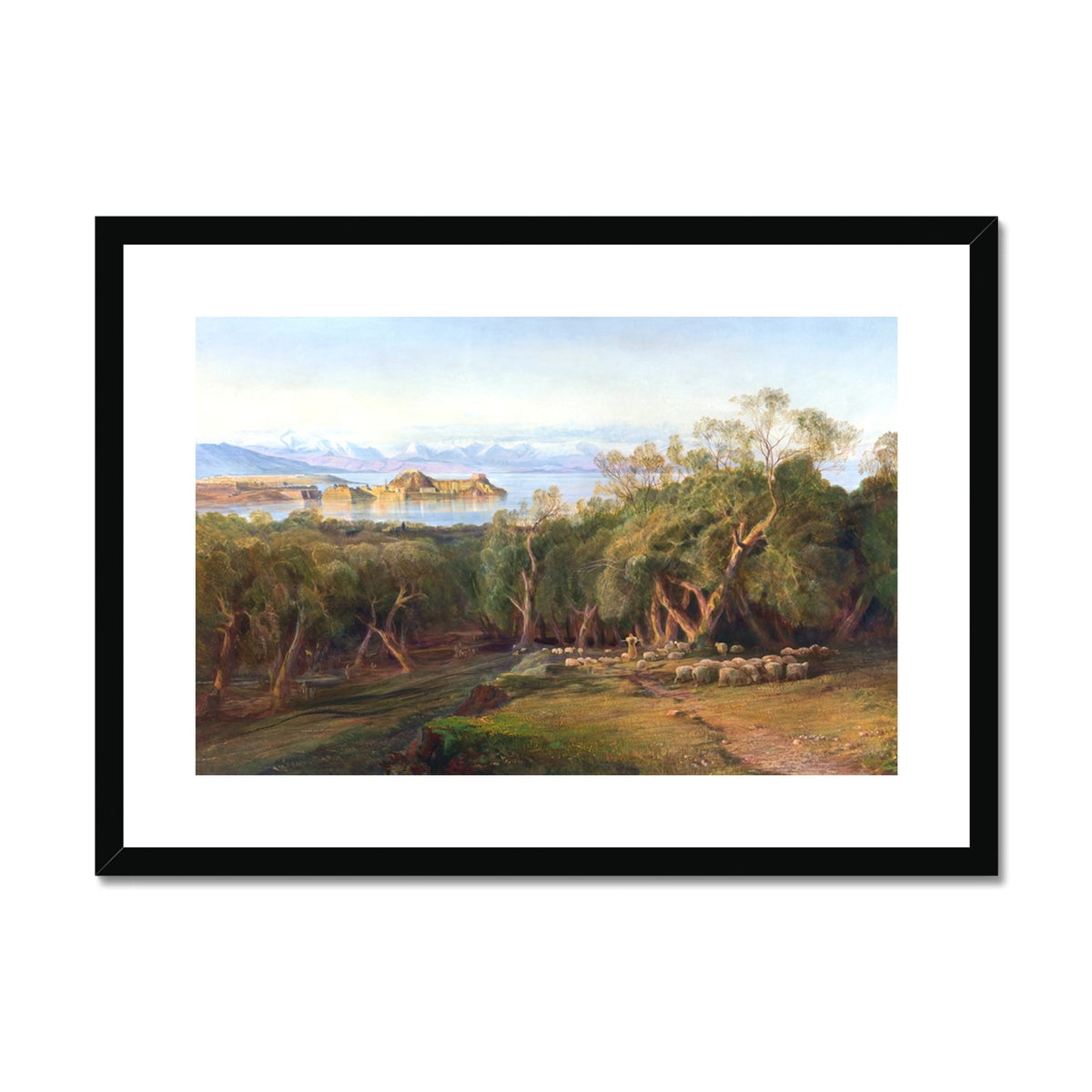Corfu from Ascension, Corfu by Edward Lear. Greece Artwork Framed Open Edition Art Print. Greek Art Gallery Historic Art Print