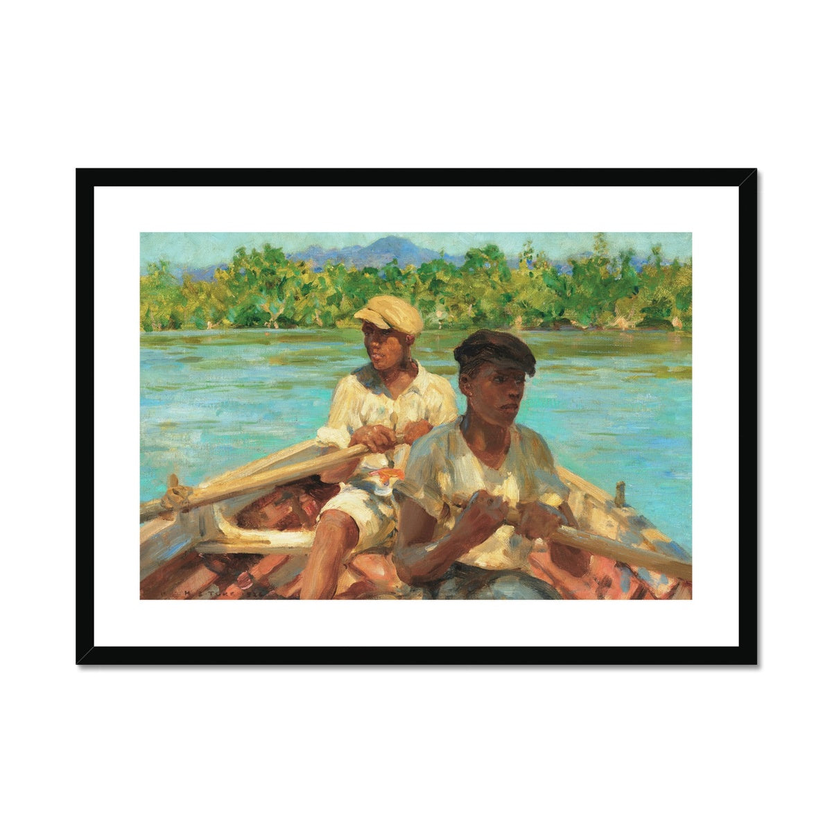 Black River Boatmen, Jamaica by Henry Scott Tuke. Framed Open Edition Fine Art Print. Historic Art