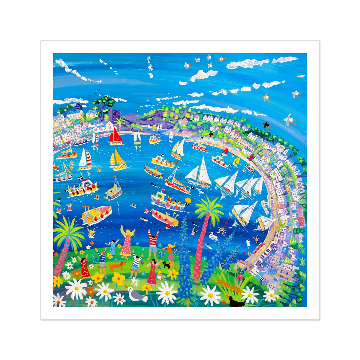 John Dyer Fine Art Print. Open Edition Cornish Art Print. 'Fowey Fun'. Cornwall Art Gallery