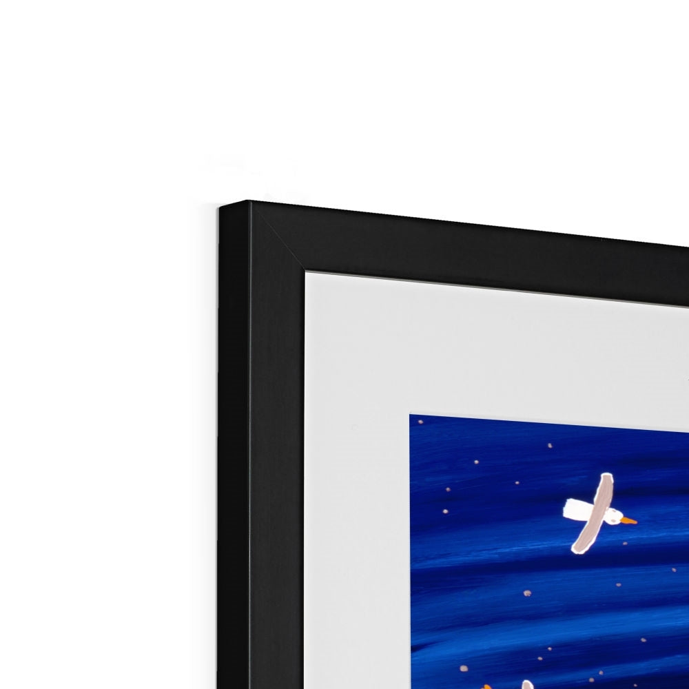 John Dyer Framed Open Edition Cornish Art Print. 'Excitement under the Stars, Mounts Bay Eclipse, Cornwall'.