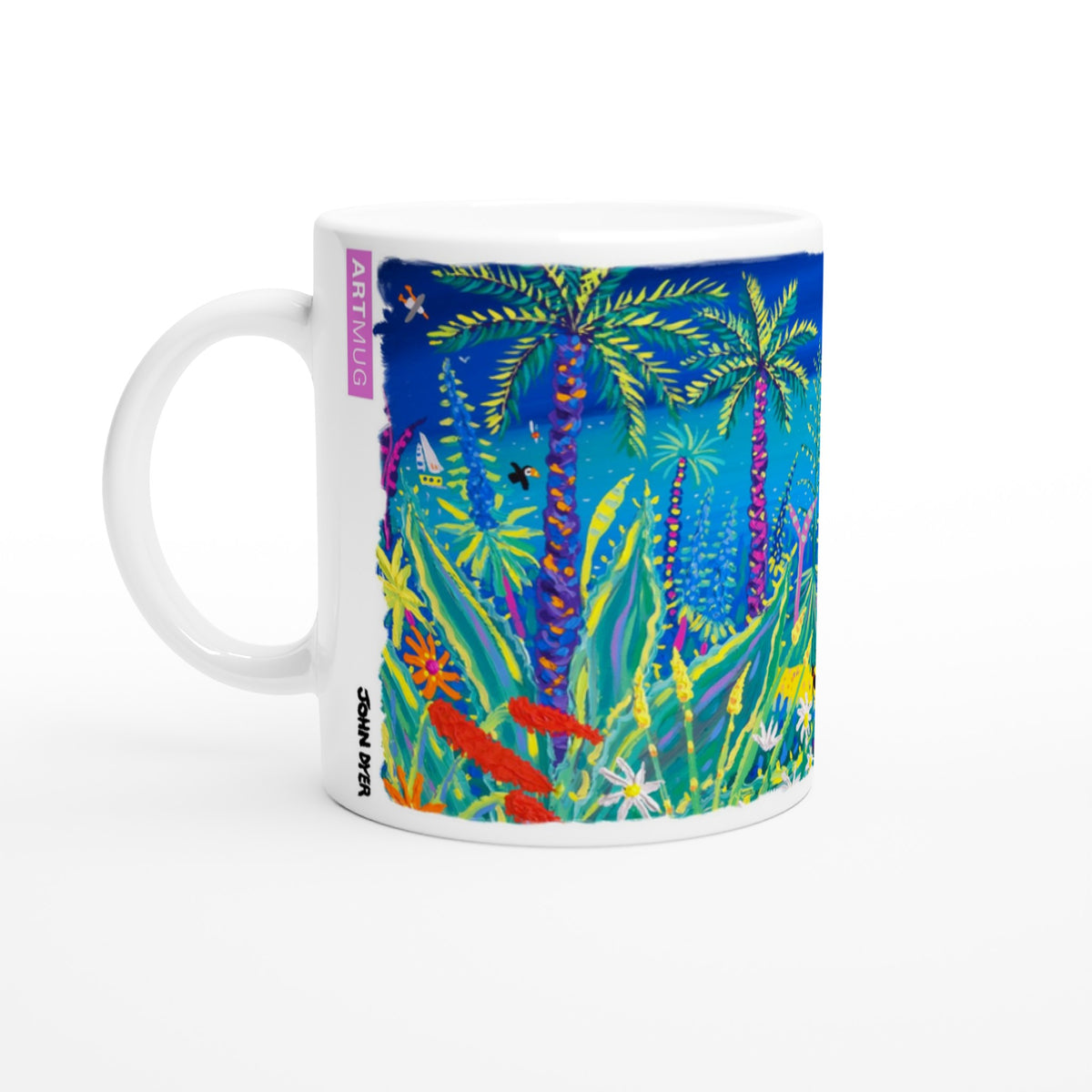 John Dyer Ceramic Cornish Art Mug. Tresco Abbey Garden, Cornwall