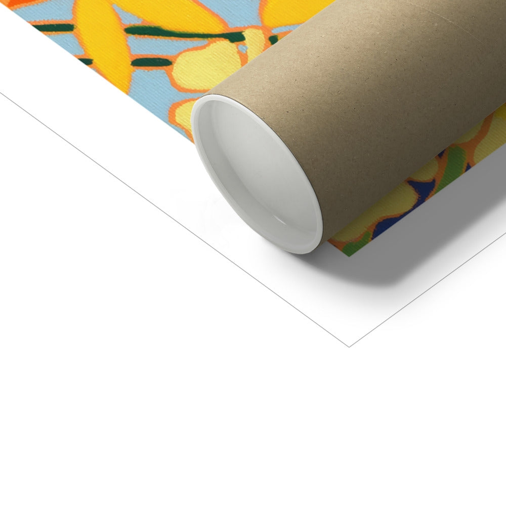 Joanne Short Open Edition Cornish Art Print. 'Spring Flowers Polruan, Fowey River'. Cornwall Art Gallery