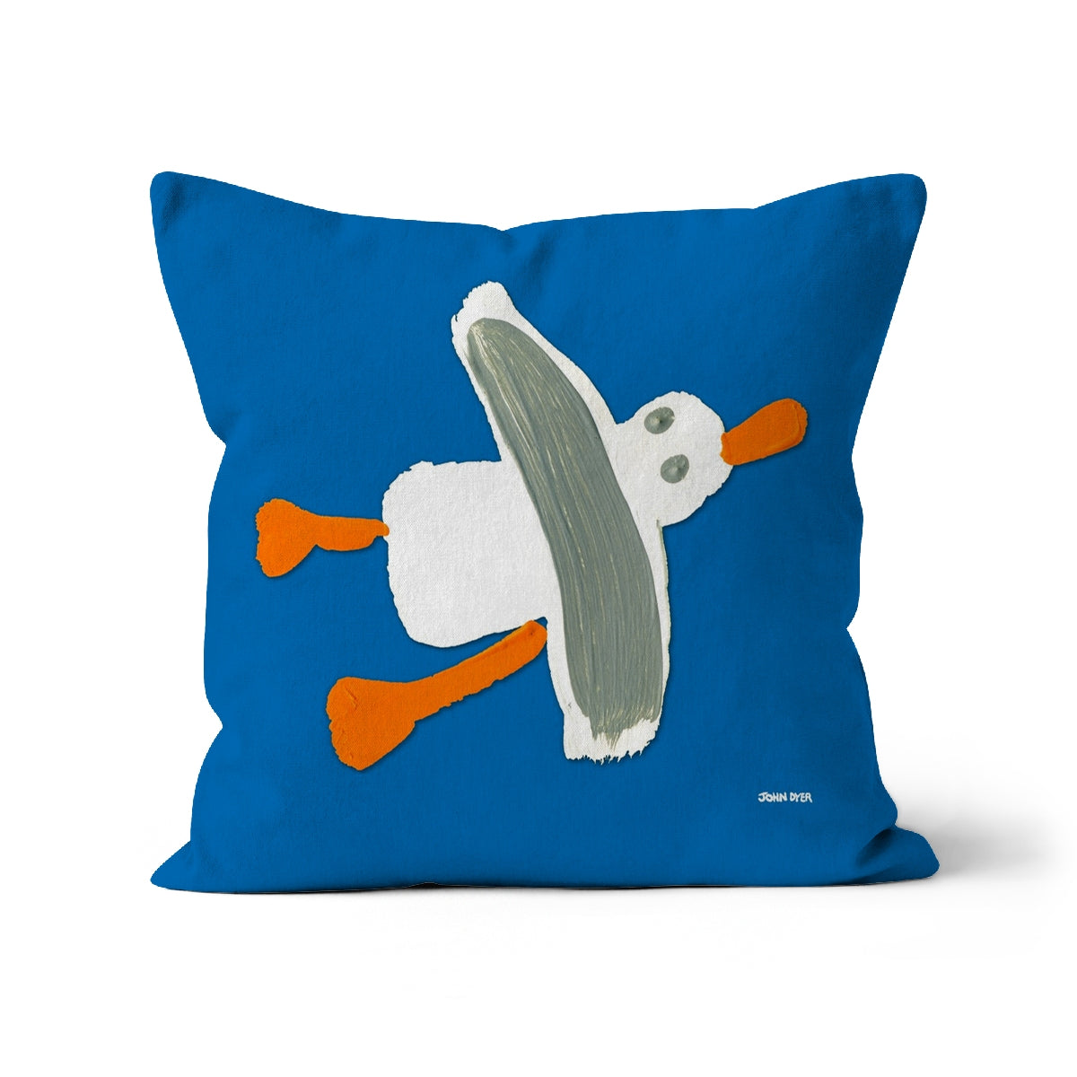 Blue Cornish Seagull Art Cushion by John Dyer