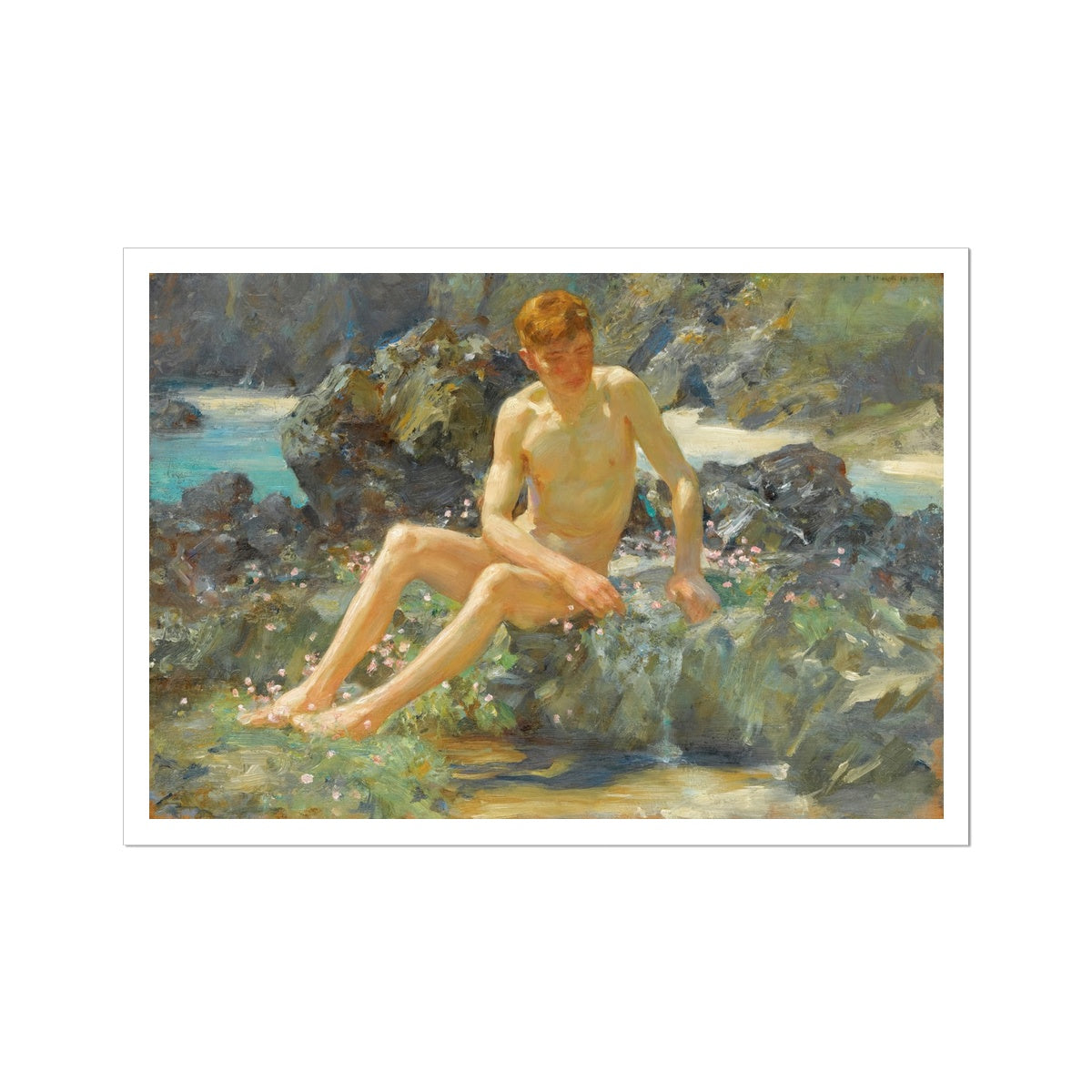 Henry Scott Tuke Open Edition Art Print. Nude on the Rocks. Art Gallery Historic Art
