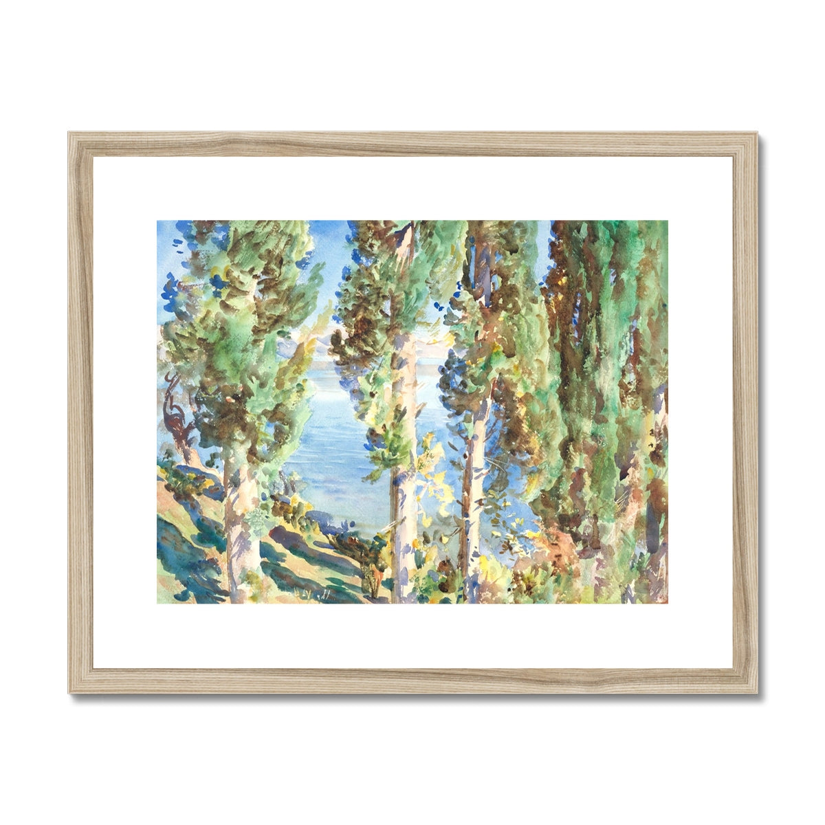 Corfu Cypresses by John Singer Sargent (1909). Greece Artwork Framed Open Edition Art Print. Greek Art Gallery Historic Art Print