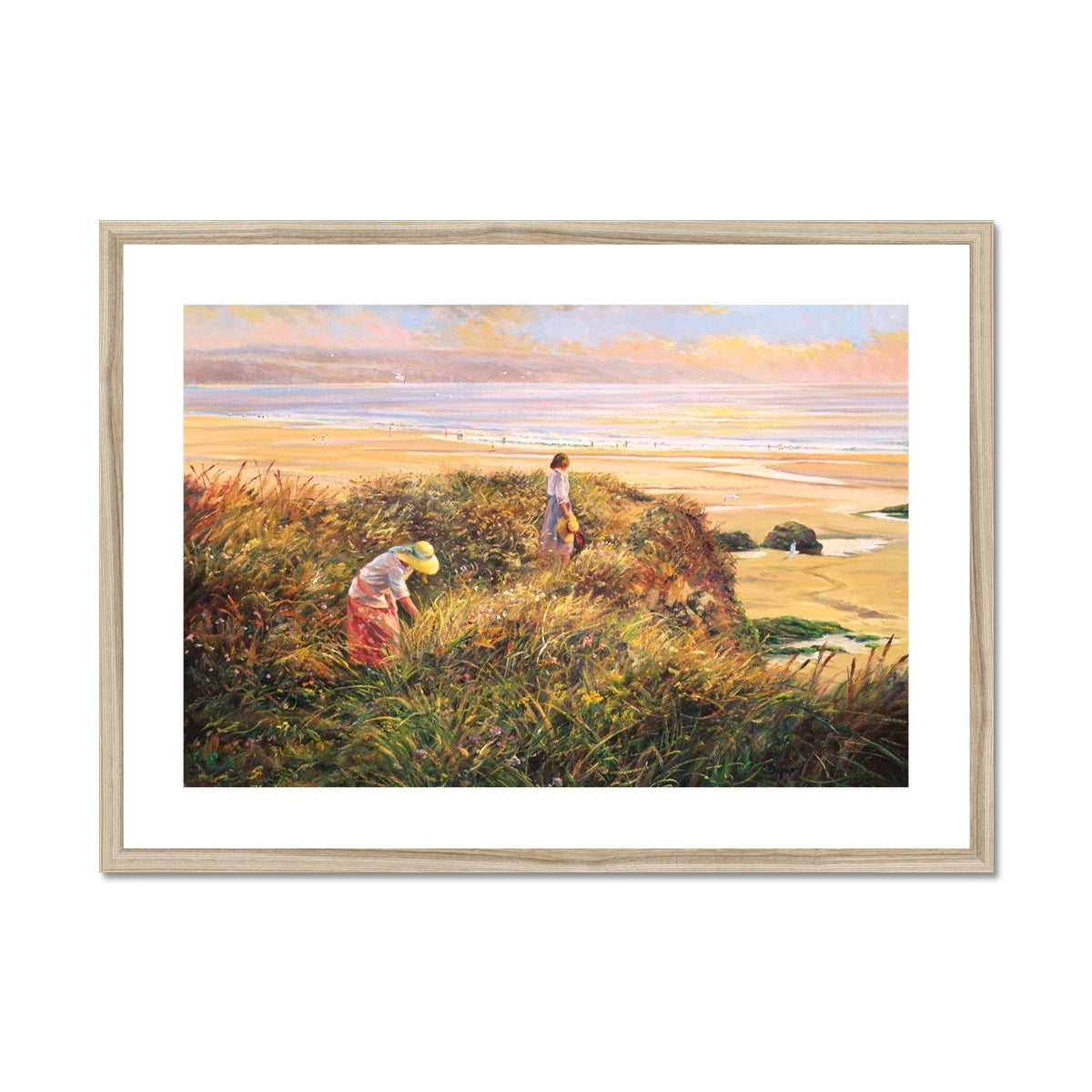 'Evening on the Cliffs' by Ted Dyer. Framed Open Edition Coastal Cornish Fine Art Print.