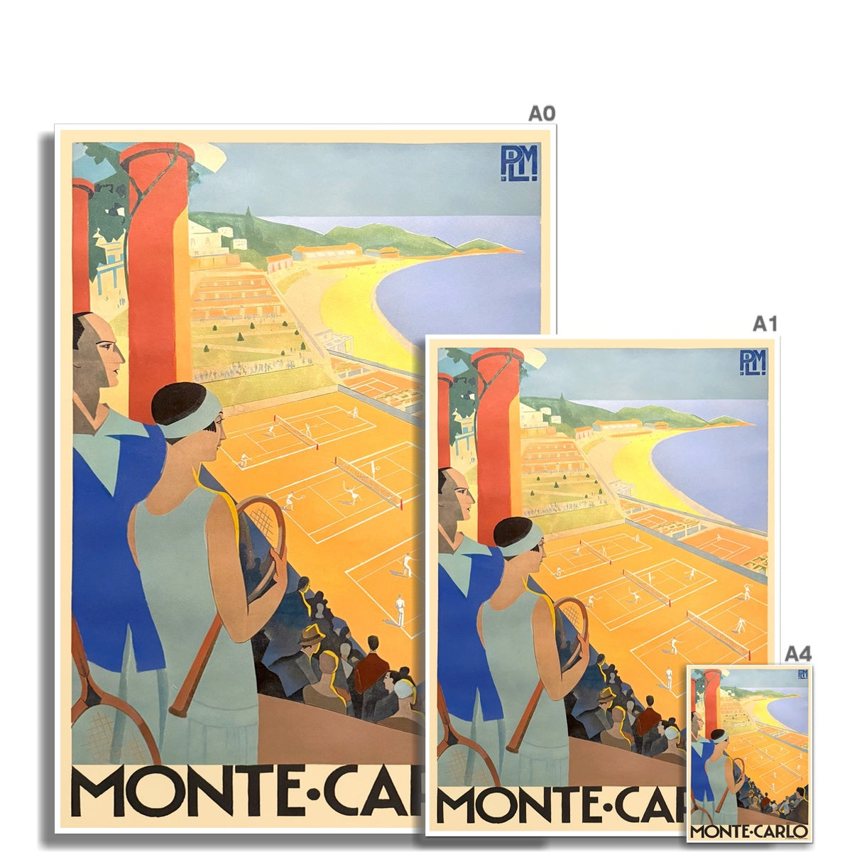 Vintage Travel Poster Print of the Monaco Monte-Carlo Masters Tennis, by Roger Broders. Open Edition Fine Art Print. Historic Art