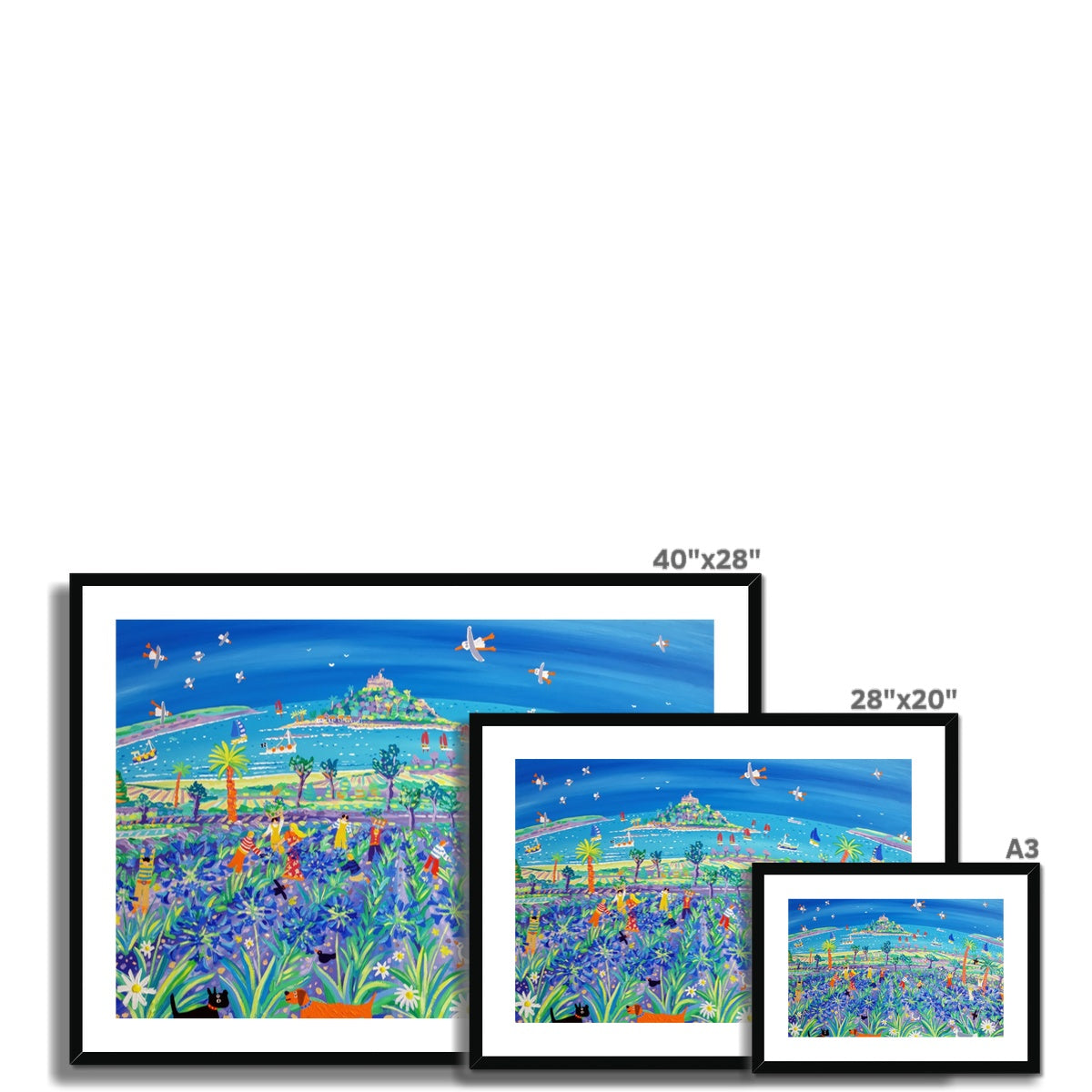 John Dyer Framed Open Edition Cornish Fine Art Print. 'Picking the Agapanthus, Mount's Bay'.