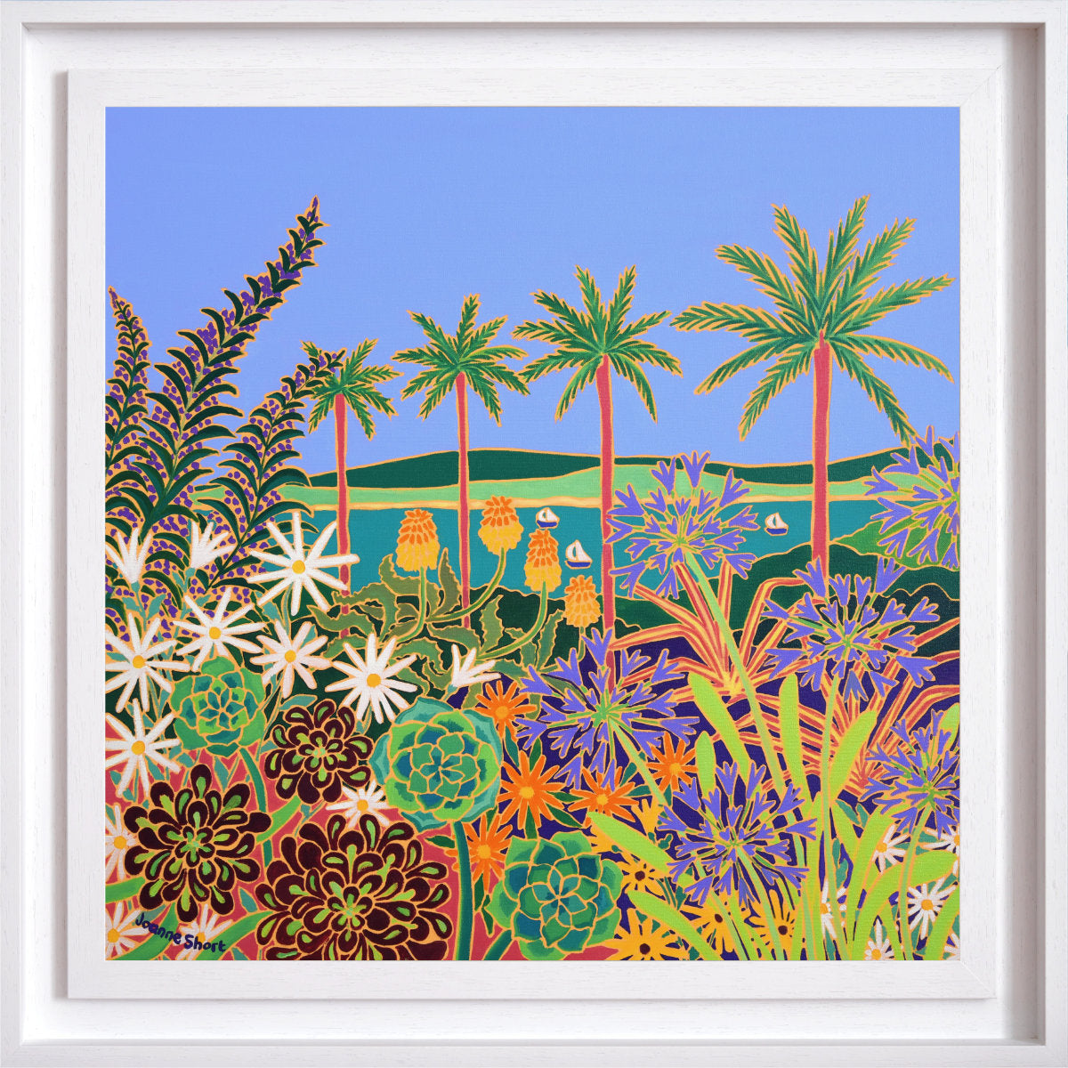 'Botanical Symphony, Tresco Abbey Gardens’. 24x24 inches oil on canvas. Painting of Cornwall by Cornish Artist Joanne Short