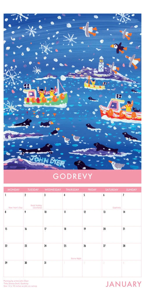 Calendar 2024. Cornwall Art Calendar by Cornish Artist John Dyer. UK Dates & Holidays.Cornwall Art Calendar by Artists John Dyer & Joanne Short. UK Dates and Holidays. Joanne Short