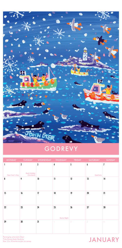 Calendar 2024. Cornwall Art Calendar by Cornish Artist John Dyer. UK Dates & Holidays.Cornwall Art Calendar by Artists John Dyer & Joanne Short. UK Dates and Holidays.