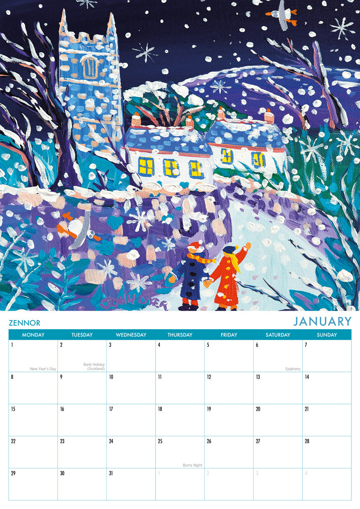 2024 Cornwall Art Calendar by Cornish Artist John Dyer. UK Dates &amp; Holidays.