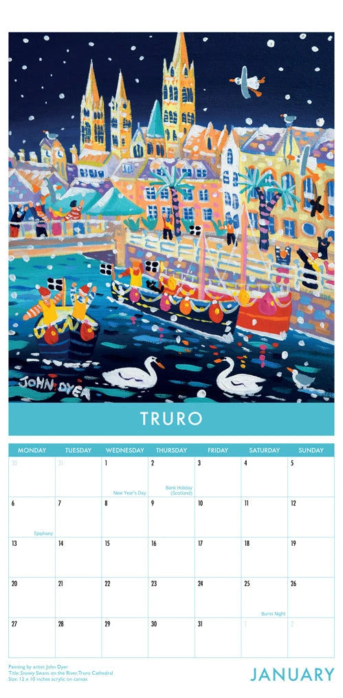 Calendar 2025. Cornwall Art Calendar by Cornish Artist John Dyer. UK Dates & Holidays.Cornwall Art Calendar by Artists John Dyer & Joanne Short. UK Dates and Holidays Joanne Short
