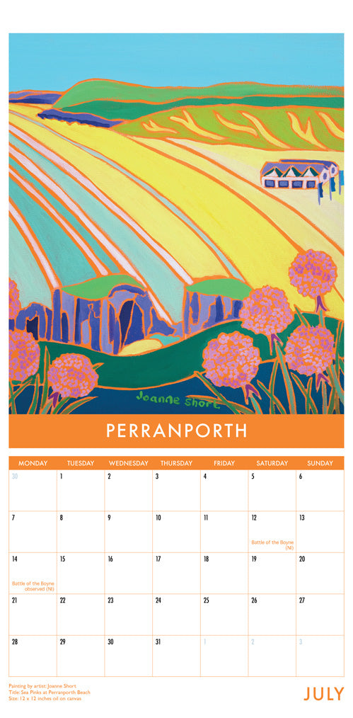 Calendar 2025. Cornwall Art Calendar by Cornish Artist John Dyer. UK Dates &amp; Holidays.Cornwall Art Calendar by Artists John Dyer &amp; Joanne Short. UK Dates and Holidays