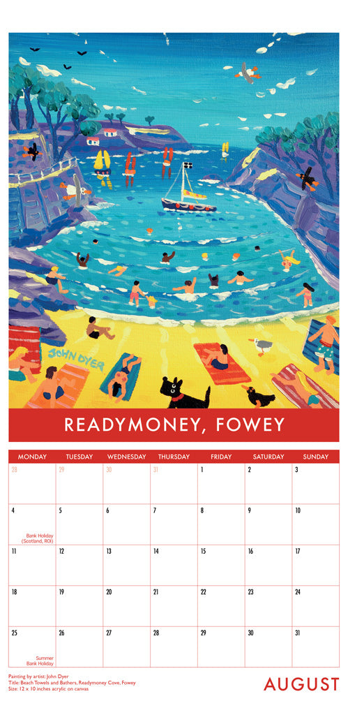 Calendar 2025. Cornwall Art Calendar by Cornish Artist John Dyer. UK Dates &amp; Holidays.Cornwall Art Calendar by Artists John Dyer &amp; Joanne Short. UK Dates and Holidays