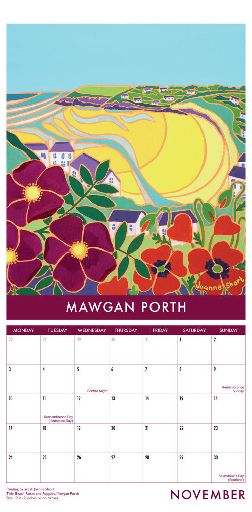 Calendar 2025. Cornwall Art Calendar by Cornish Artist John Dyer. UK Dates &amp; Holidays.Cornwall Art Calendar by Artists John Dyer &amp; Joanne Short. UK Dates and Holidays