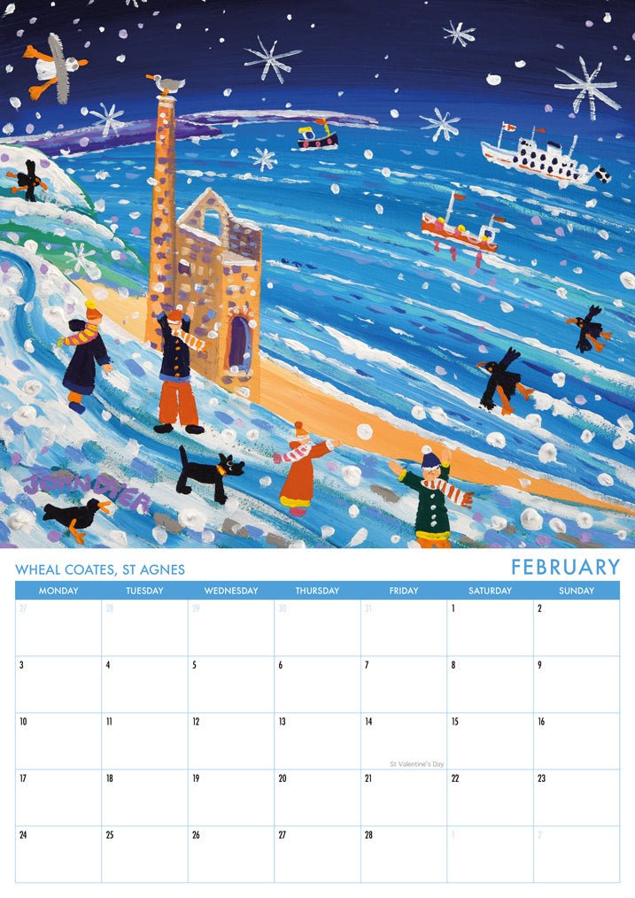 Calendar 2025. Cornwall Art Calendar by Cornish Artist John Dyer. UK Dates &amp; Holidays