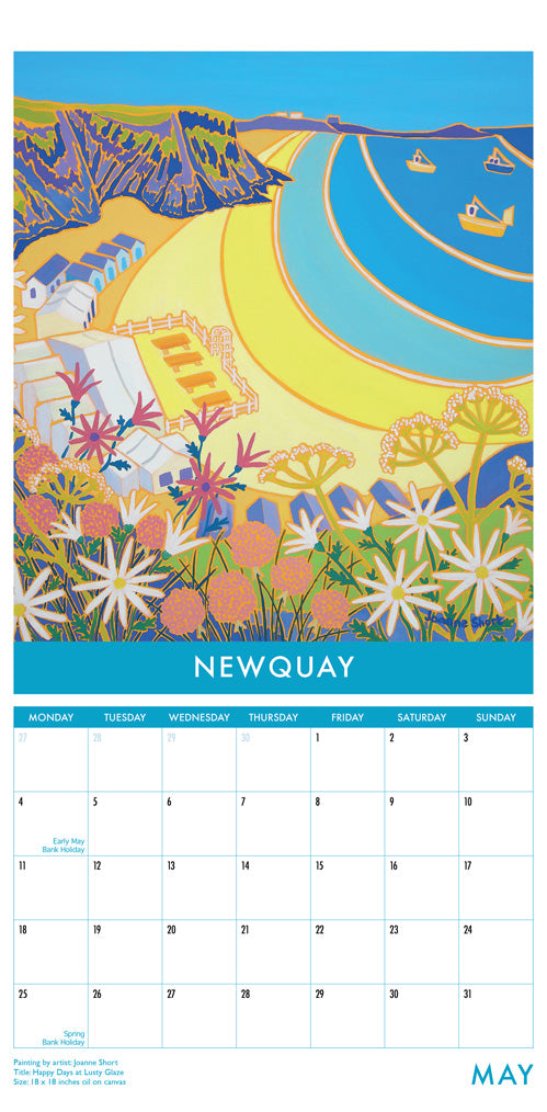 Calendar 2026. Cornwall Art Calendar by Cornish Artists John Dyer and Joanne Short. UK Dates & Holidays
