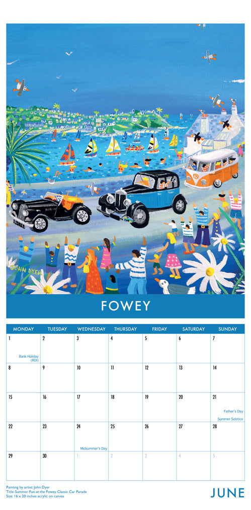 Calendar 2026. Cornwall Art Calendar by Cornish Artists John Dyer and Joanne Short. UK Dates & Holidays