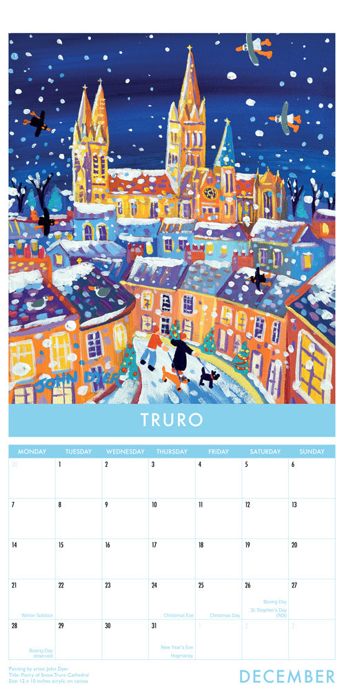 Calendar 2026. Cornwall Art Calendar by Cornish Artists John Dyer and Joanne Short. UK Dates & Holidays