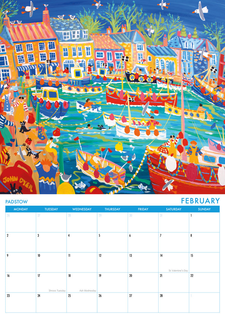Calendar 2026. Cornwall Art Calendar by Cornish Artist John Dyer. UK Dates & Holidays