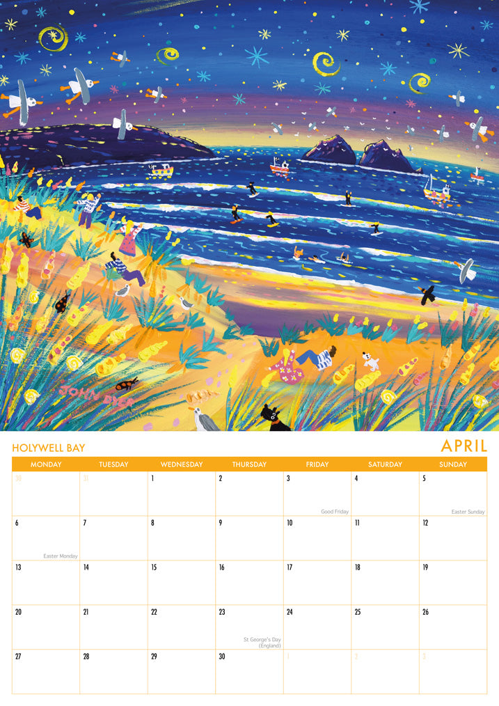 Calendar 2026. Cornwall Art Calendar by Cornish Artist John Dyer. UK Dates & Holidays