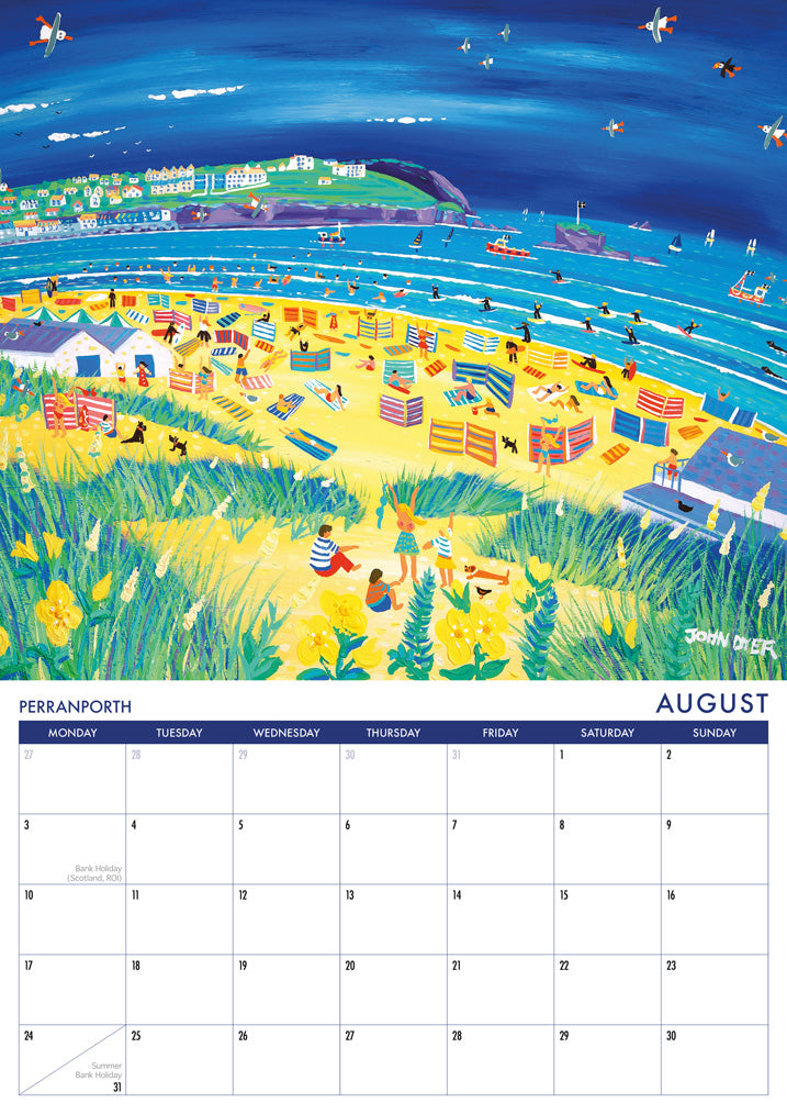 Calendar 2026. Cornwall Art Calendar by Cornish Artist John Dyer. UK Dates & Holidays