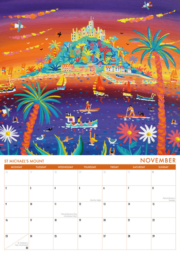 Calendar 2026. Cornwall Art Calendar by Cornish Artist John Dyer. UK Dates & Holidays