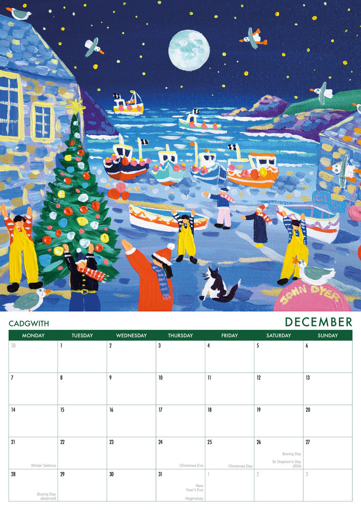 Calendar 2026. Cornwall Art Calendar by Cornish Artist John Dyer. UK Dates & Holidays