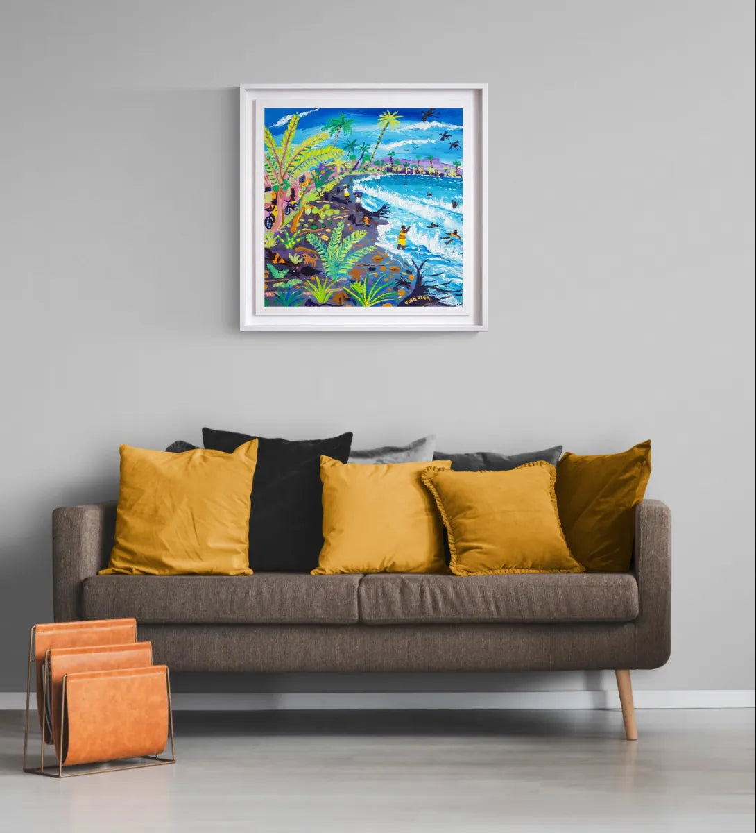'Caribbean Beach Life, Costa Rica', 24 x 24 inches acrylic on canvas. Caribbean Original Painting by British Artist John Dyer