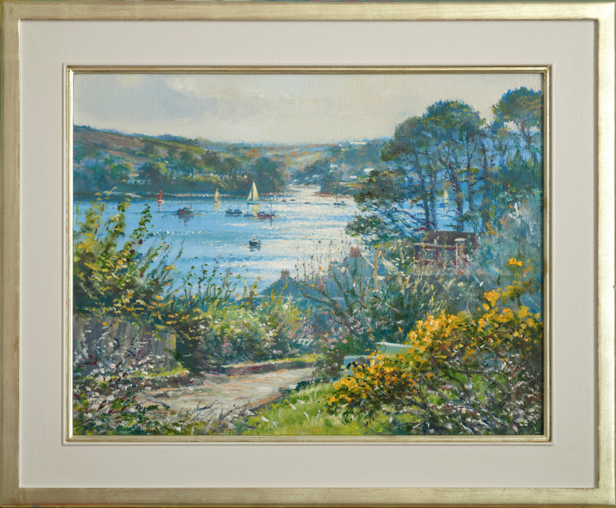 'Path to the Ferry Boat, Helford Passage, Cornwall'. 14 x 18 inches oil on canvas by Cornish artist Ted Dyer