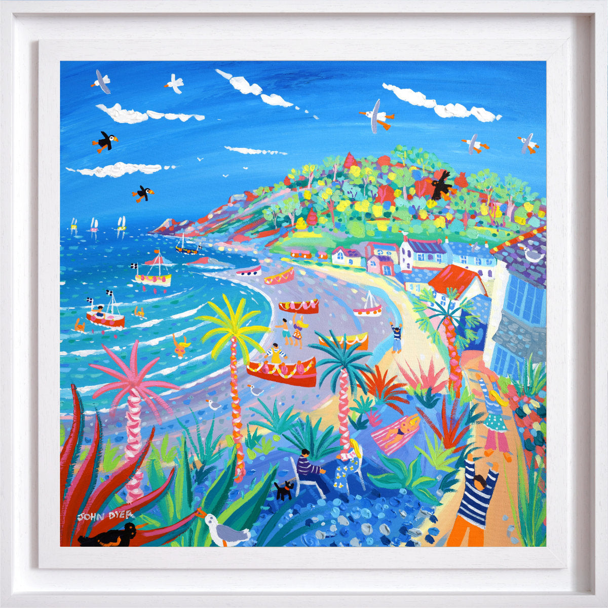 'Coastal Walk, Porthallow', 24 x 24 inches acrylic on canvas. Original Painting by Cornish Artist John Dyer.